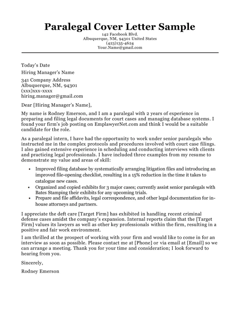 41029 paralegal cover letter sample