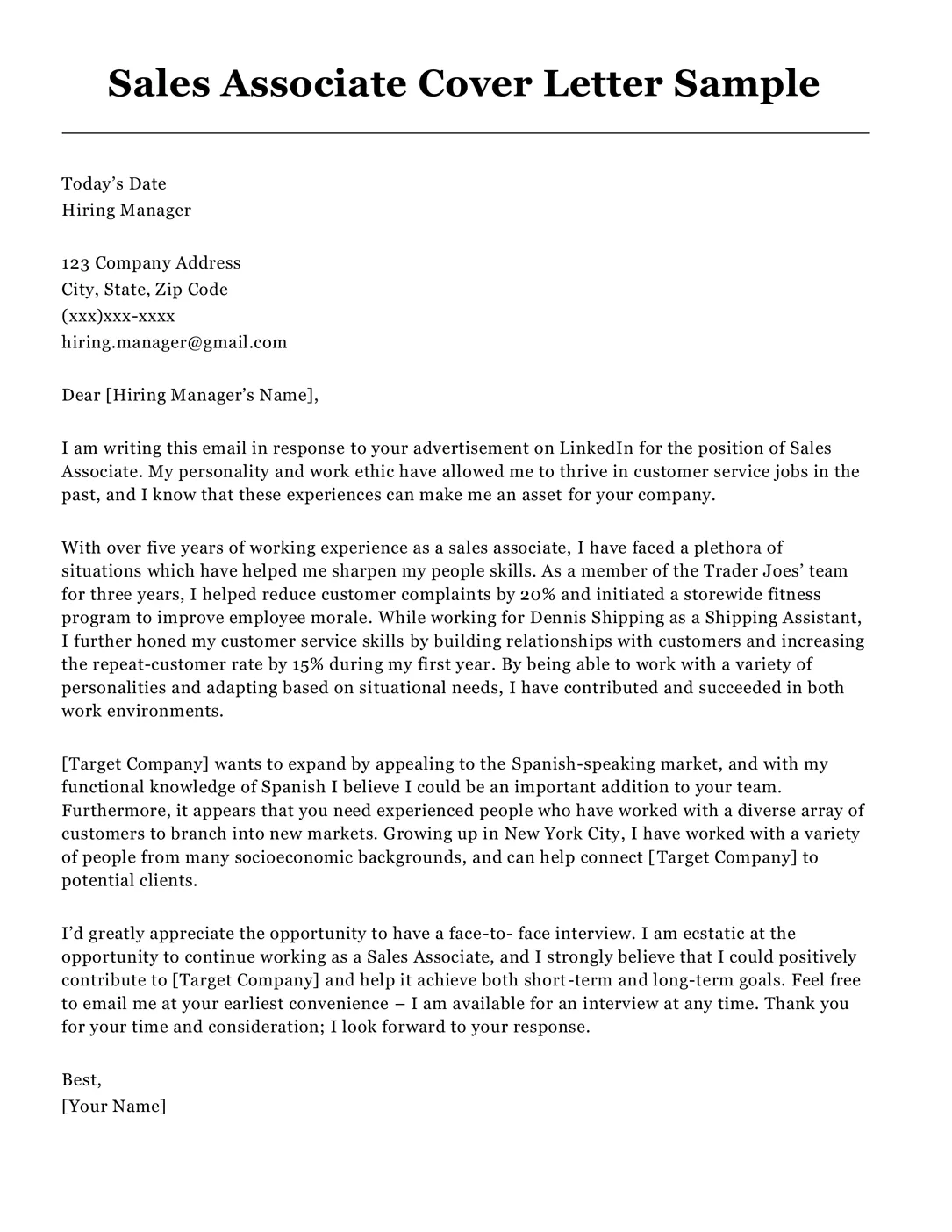 41034 sales cover letter greeting