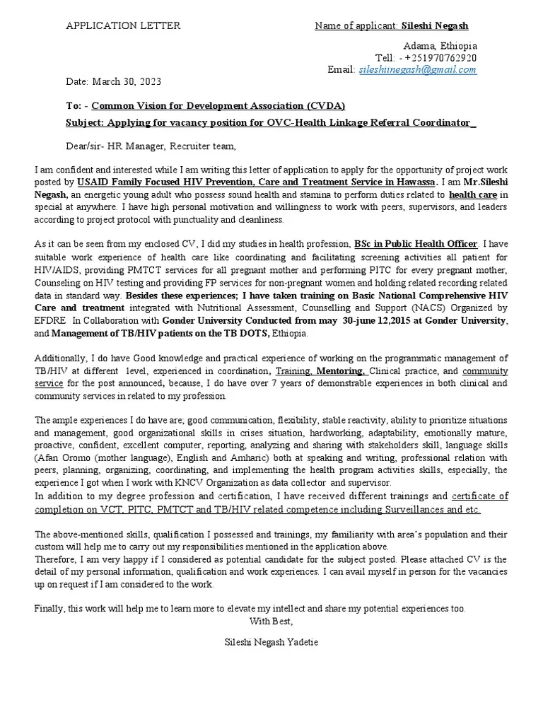 41049 healthcare cover letter writing