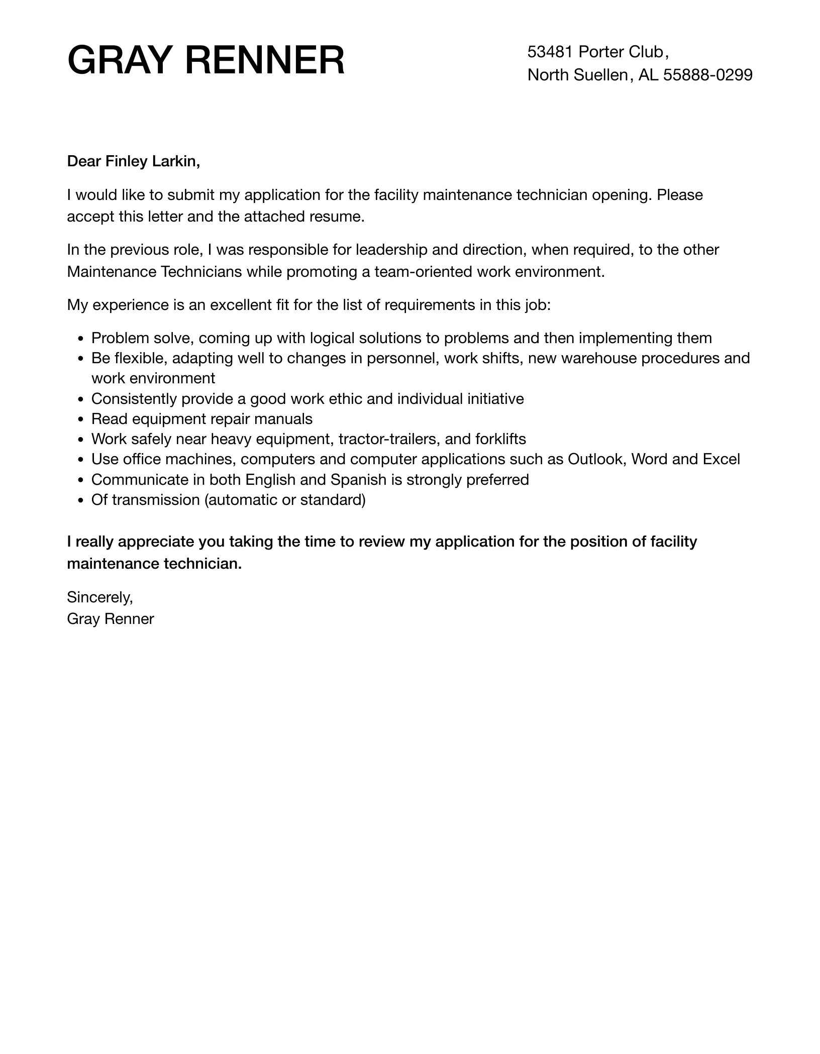 41069 facility maintenance closing