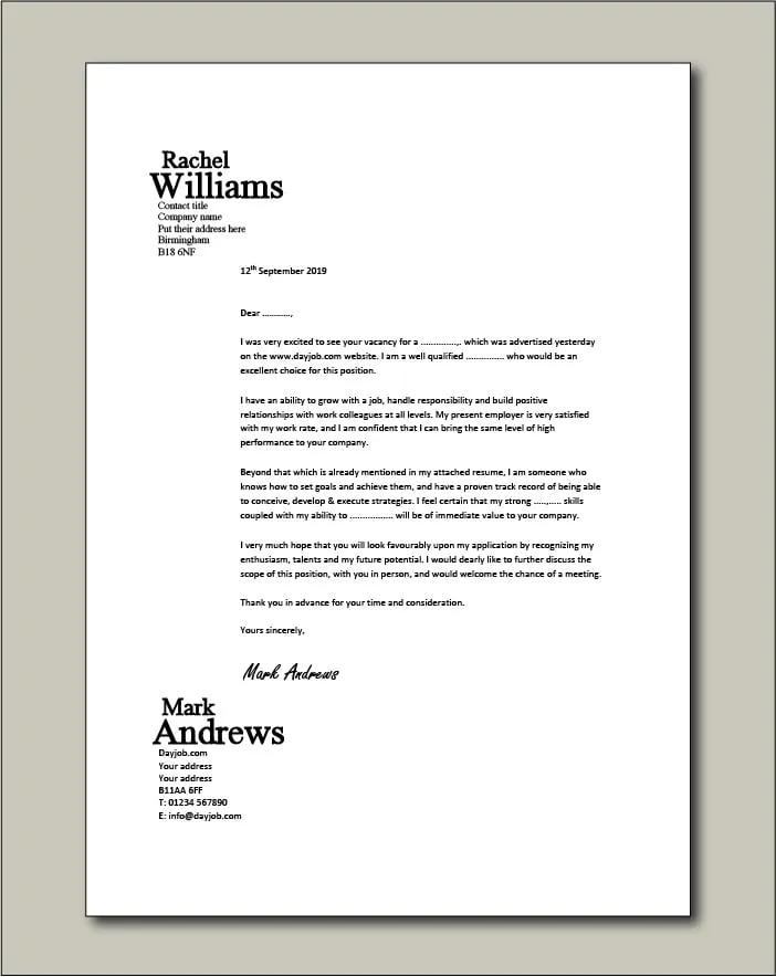 41074 contact information cover letter