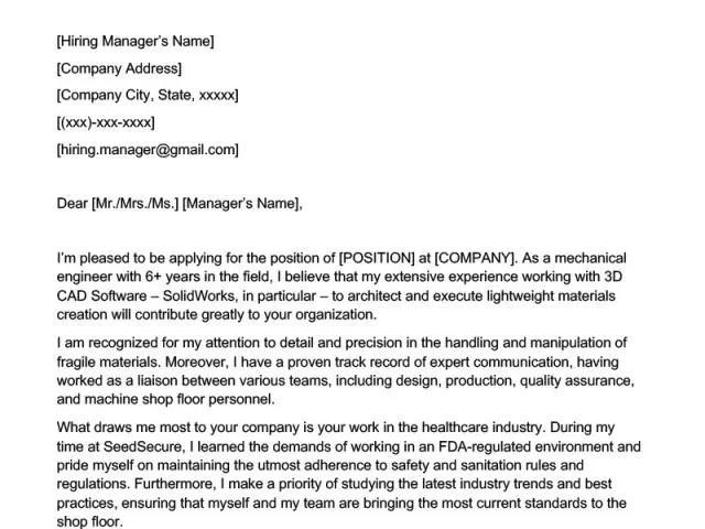 41084 engineer cover letter structure