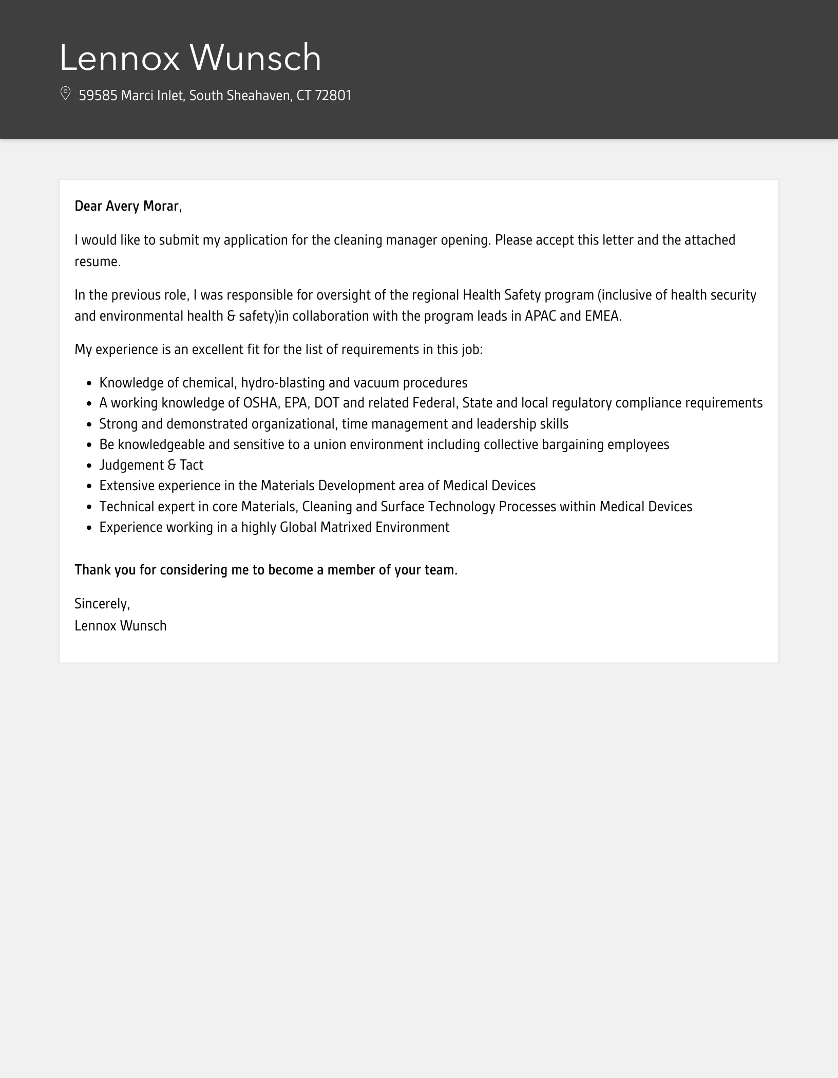 41095 cover letter structure