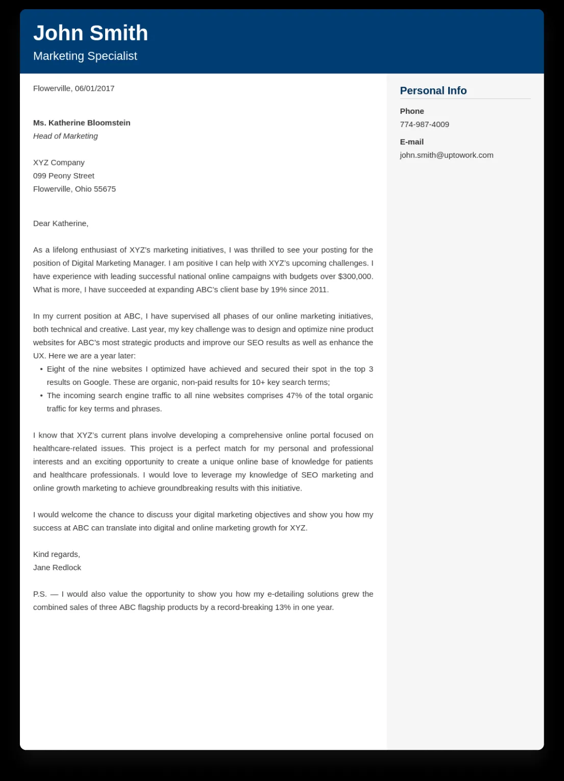 41096 cover letter importance