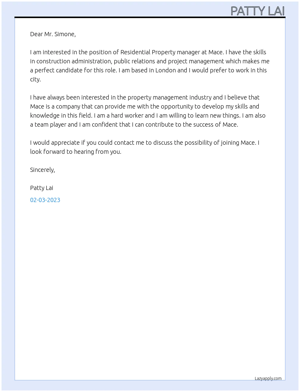 41106 cover letter opening