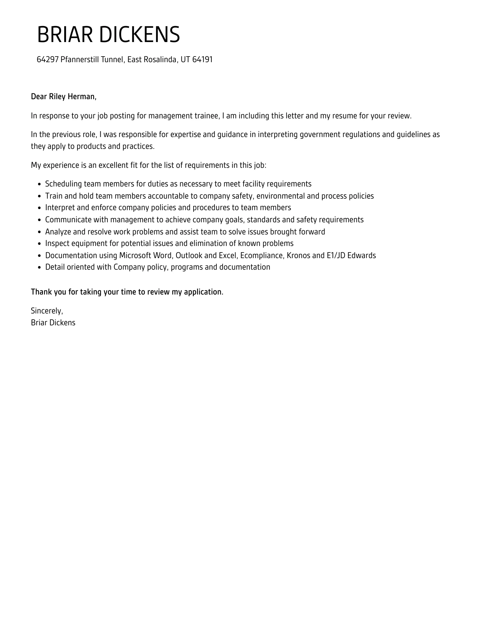 41107 cover letter structure