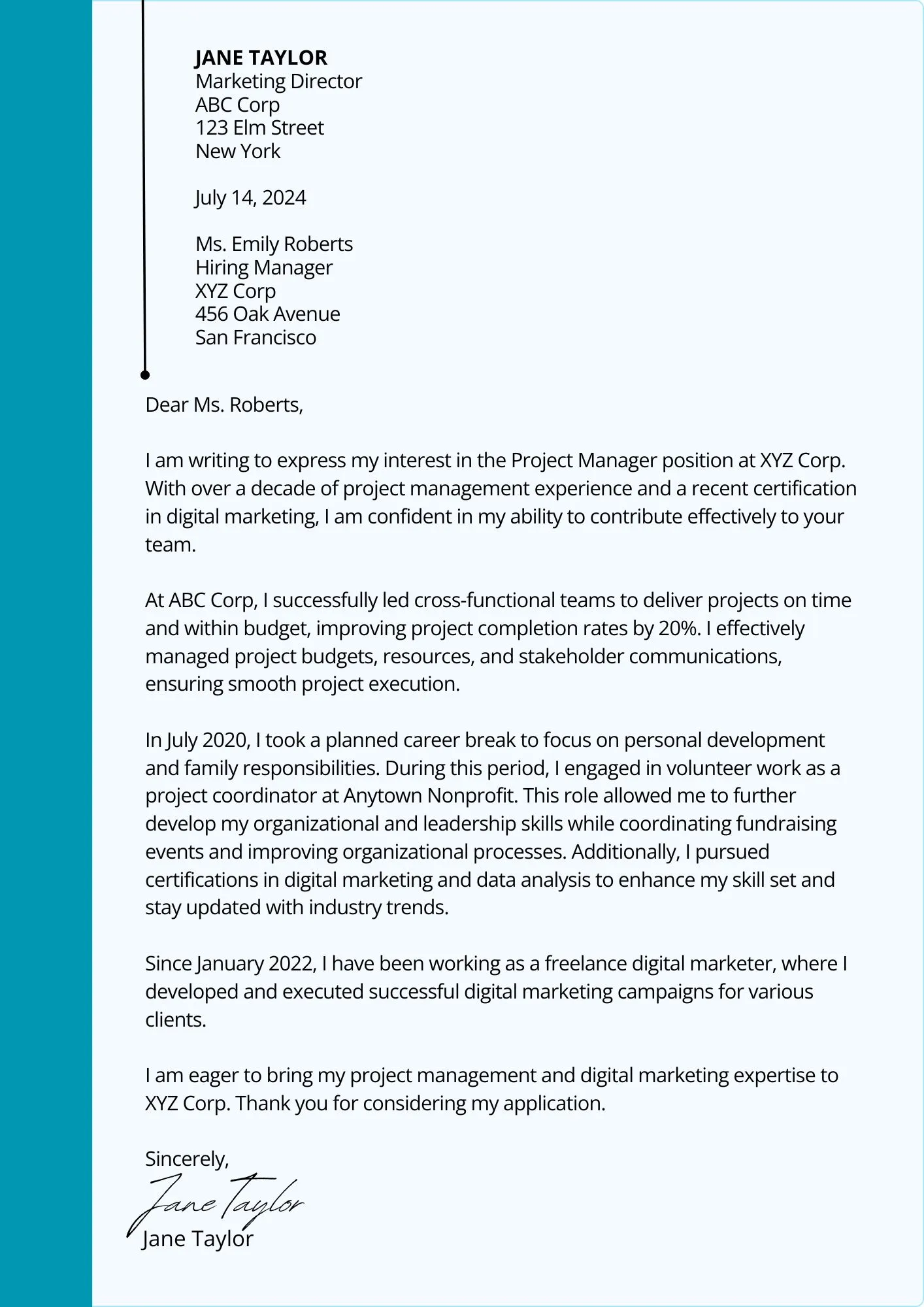 41114 cover letter formatting