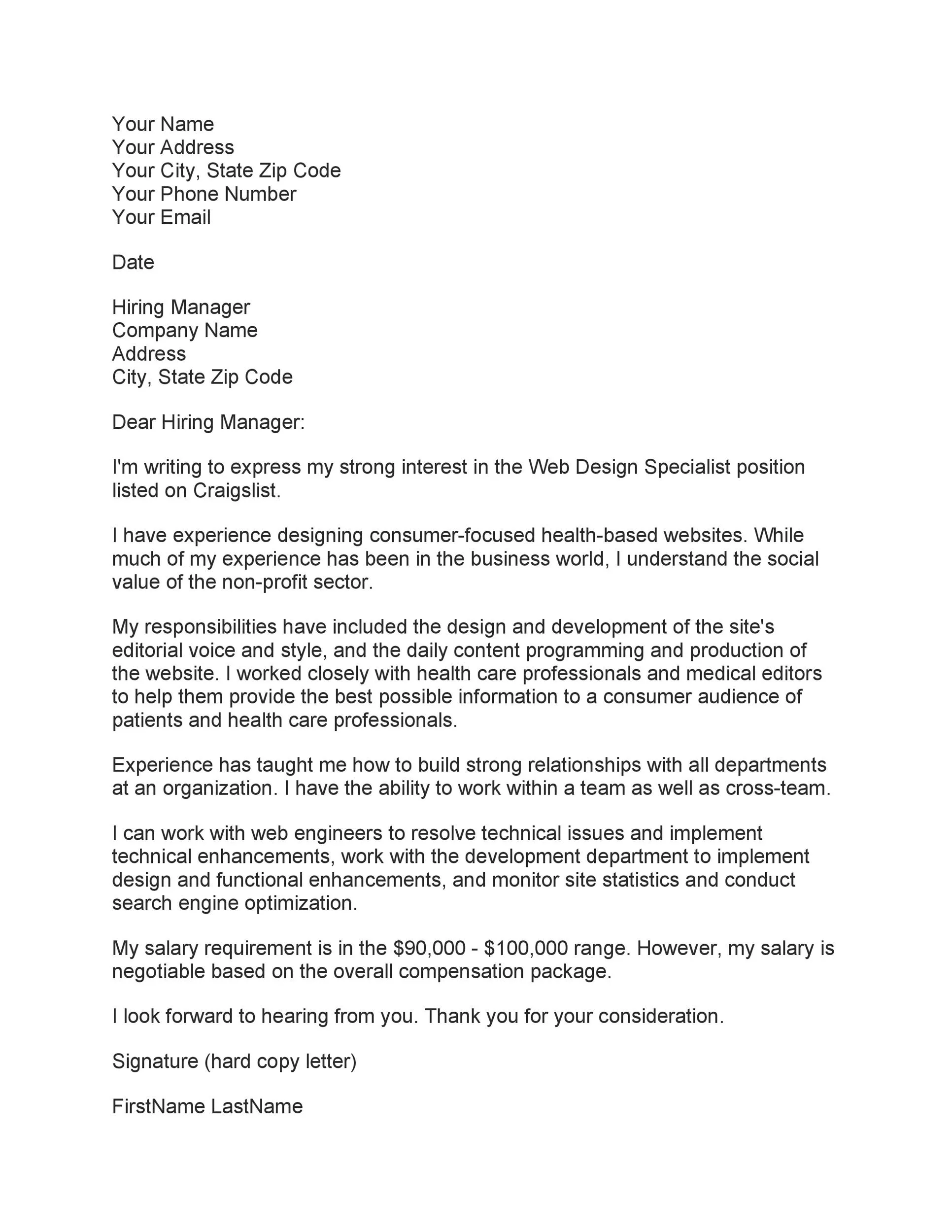 41119 cover letter timing