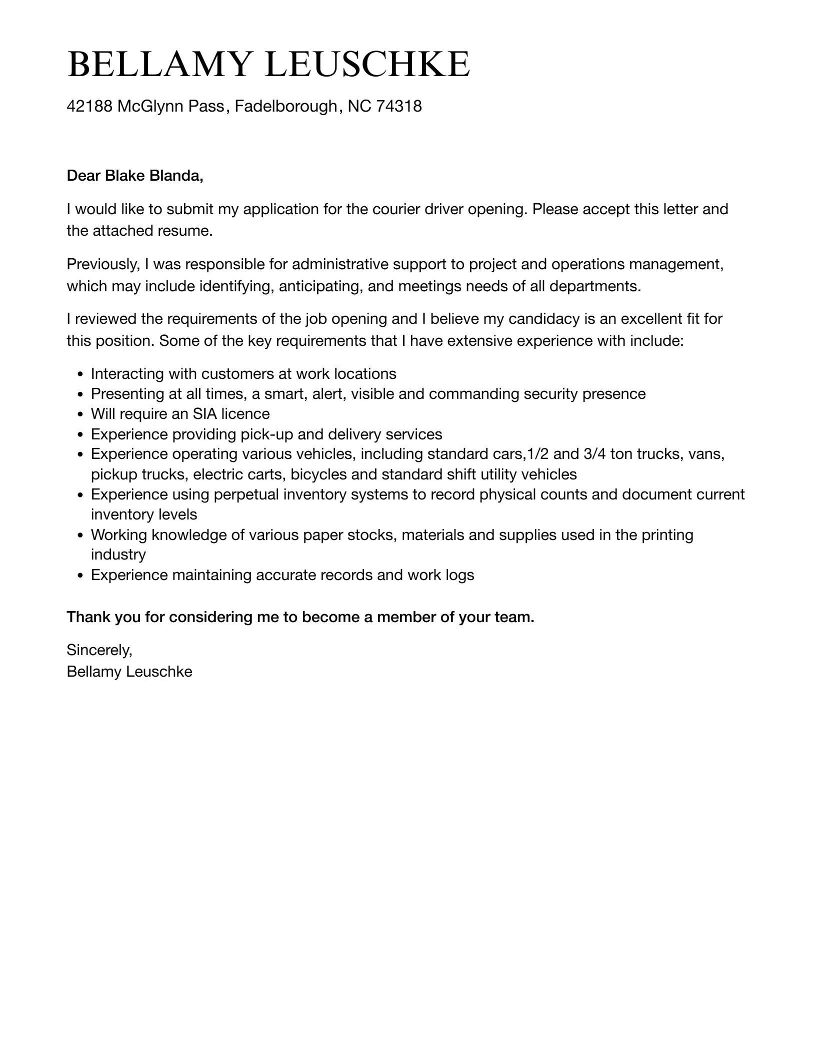 41136 courier driver customer service