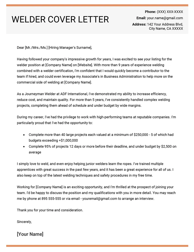 41138 welder cover letter enthusiasm