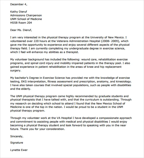 41150 physical therapy school application