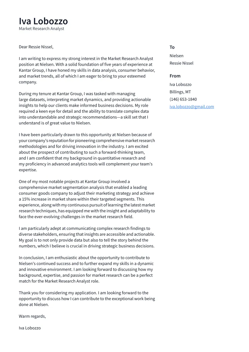 41164 market research experience cover letter