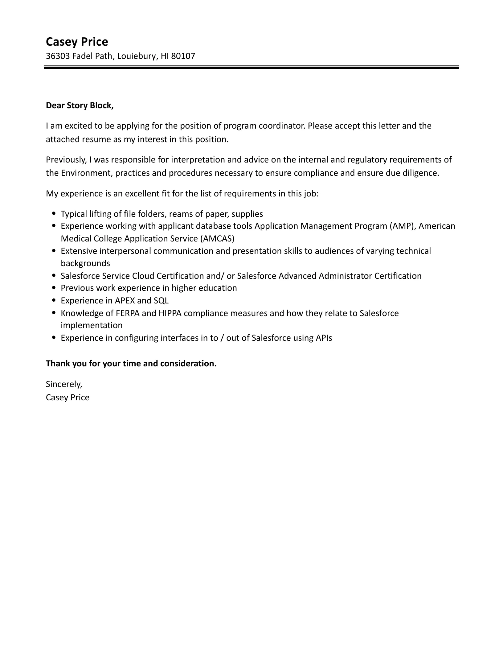 41165 formal closing cover letter