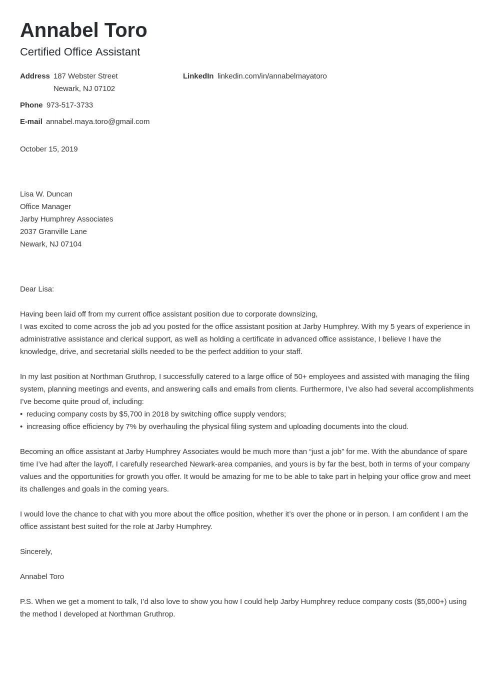 41179 cover letter formatting