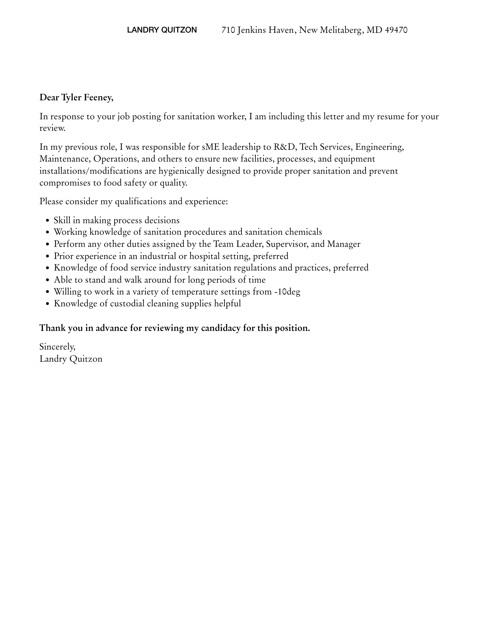 41182 sanitation worker skills