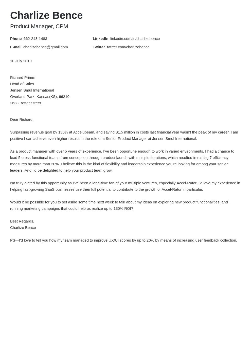 41201 cover letter experience levels