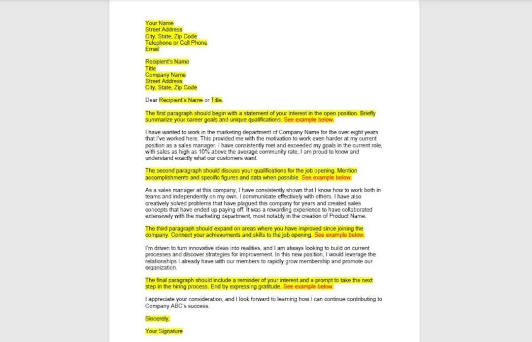 41212 cover letter formatting best practices