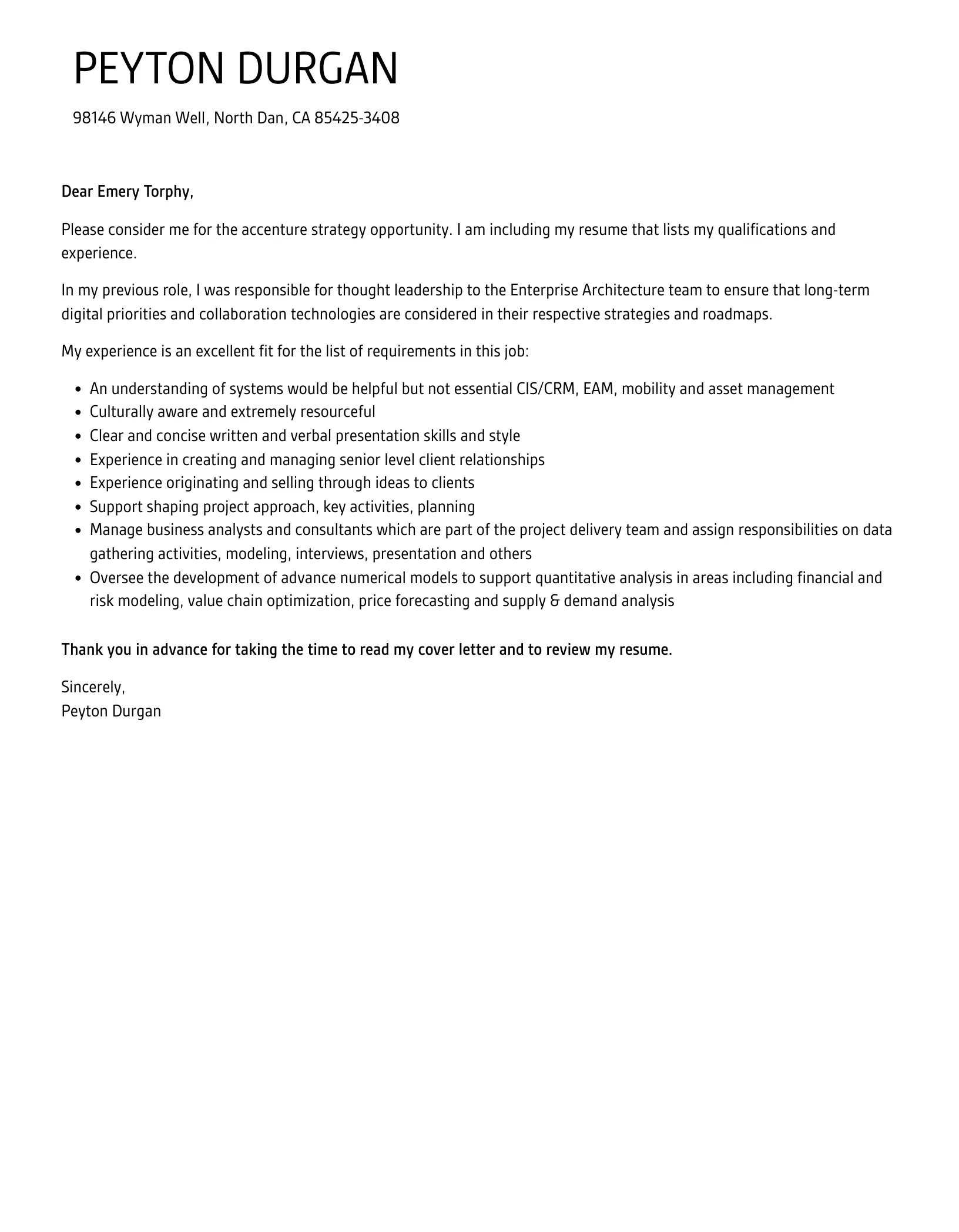 41218 skills and experience cover letter