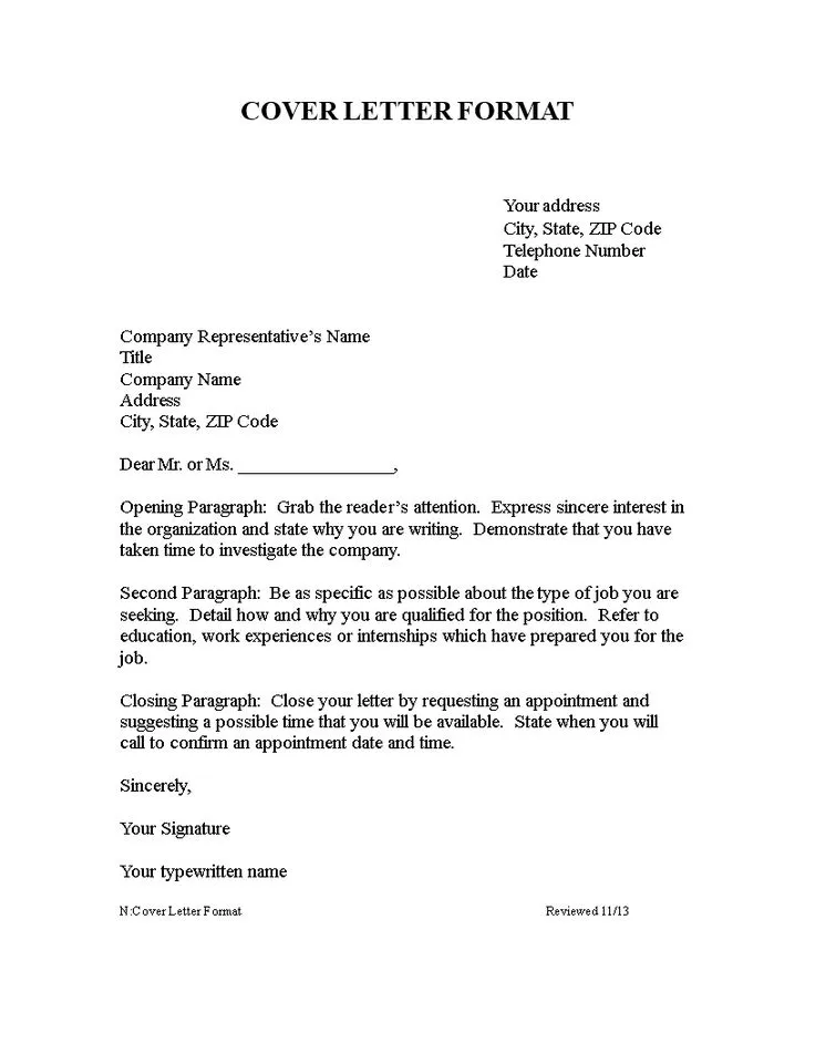 41230 cover letter structure