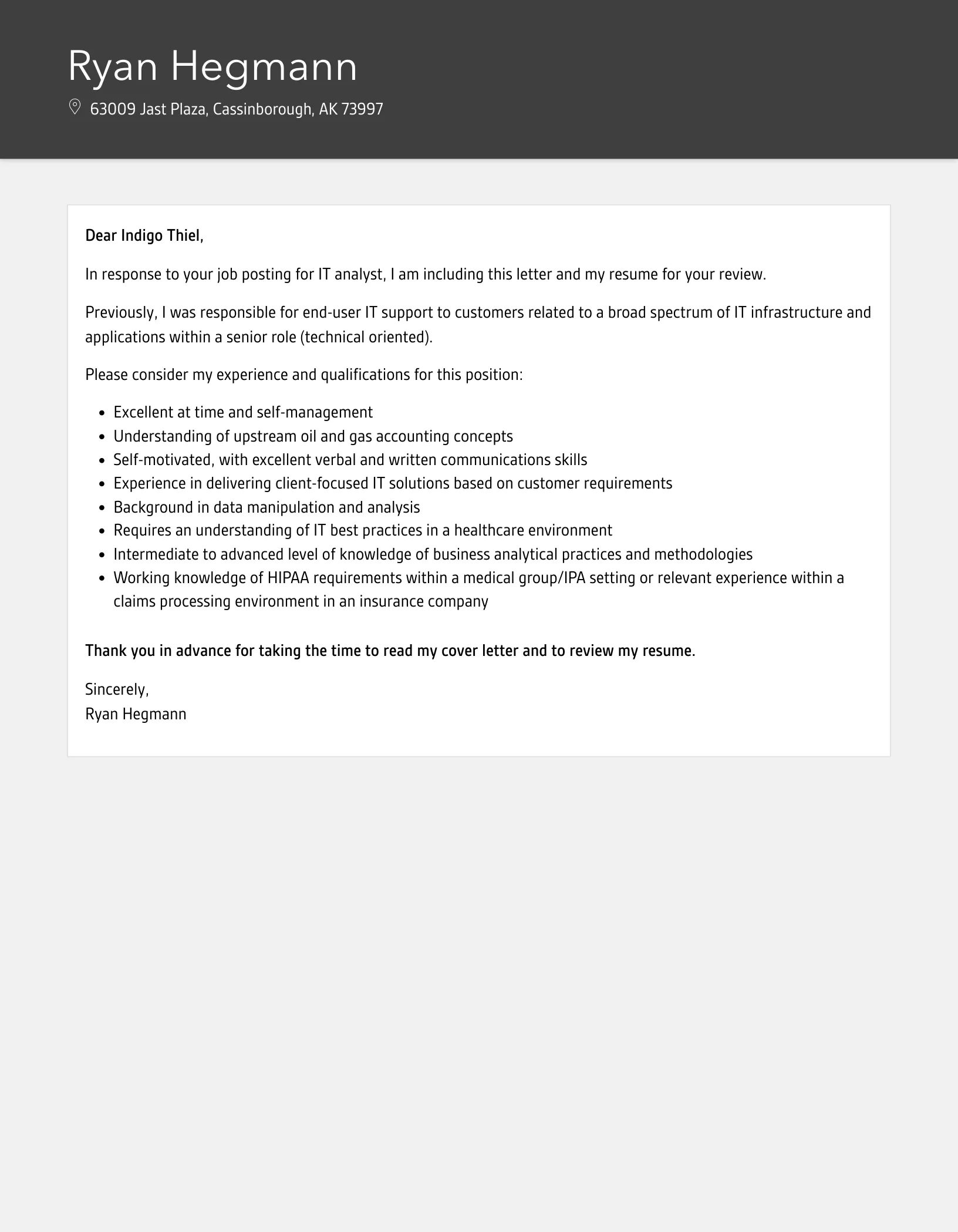 41234 it analyst cover letter closing