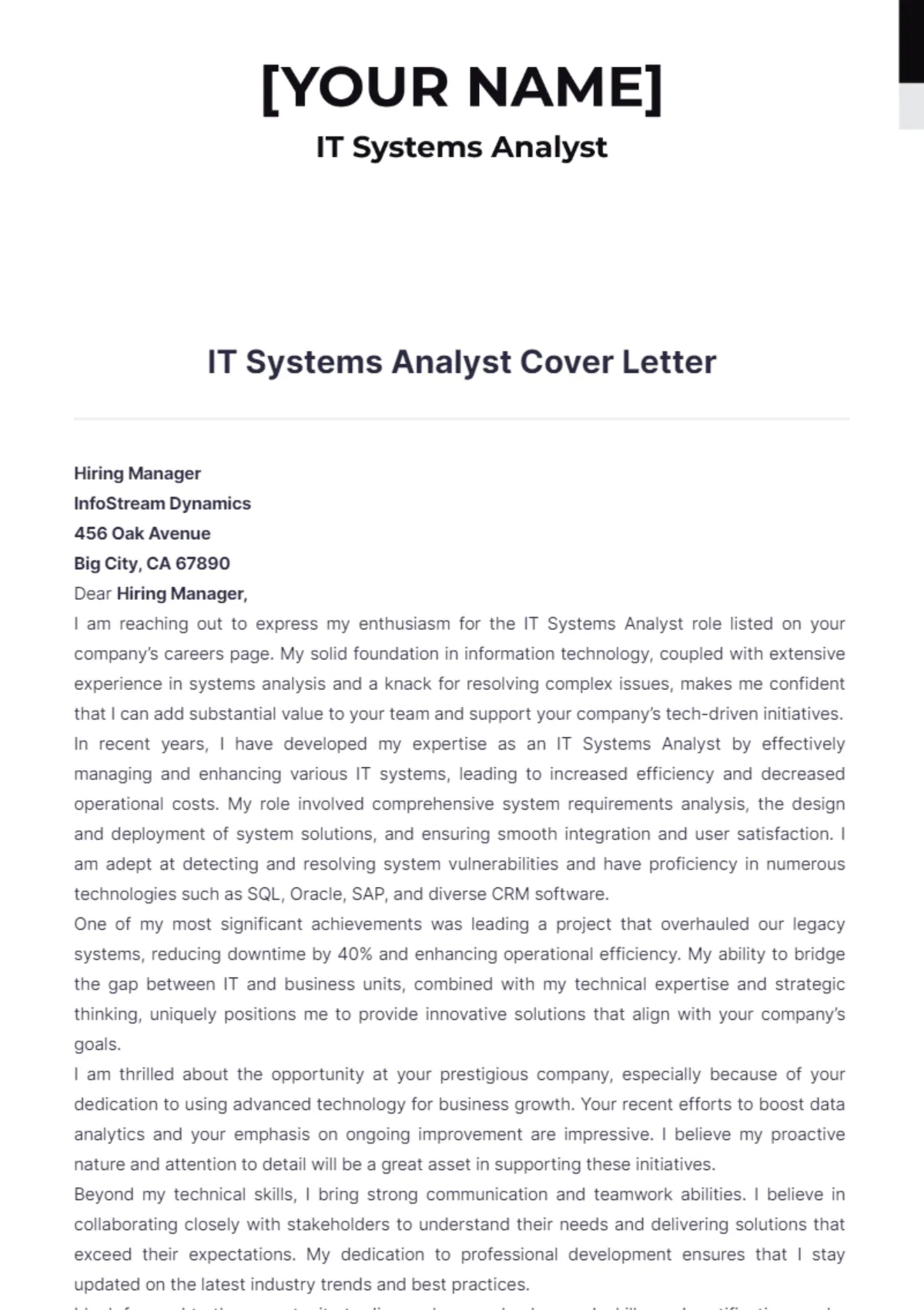 41234 it analyst cover letter tailoring