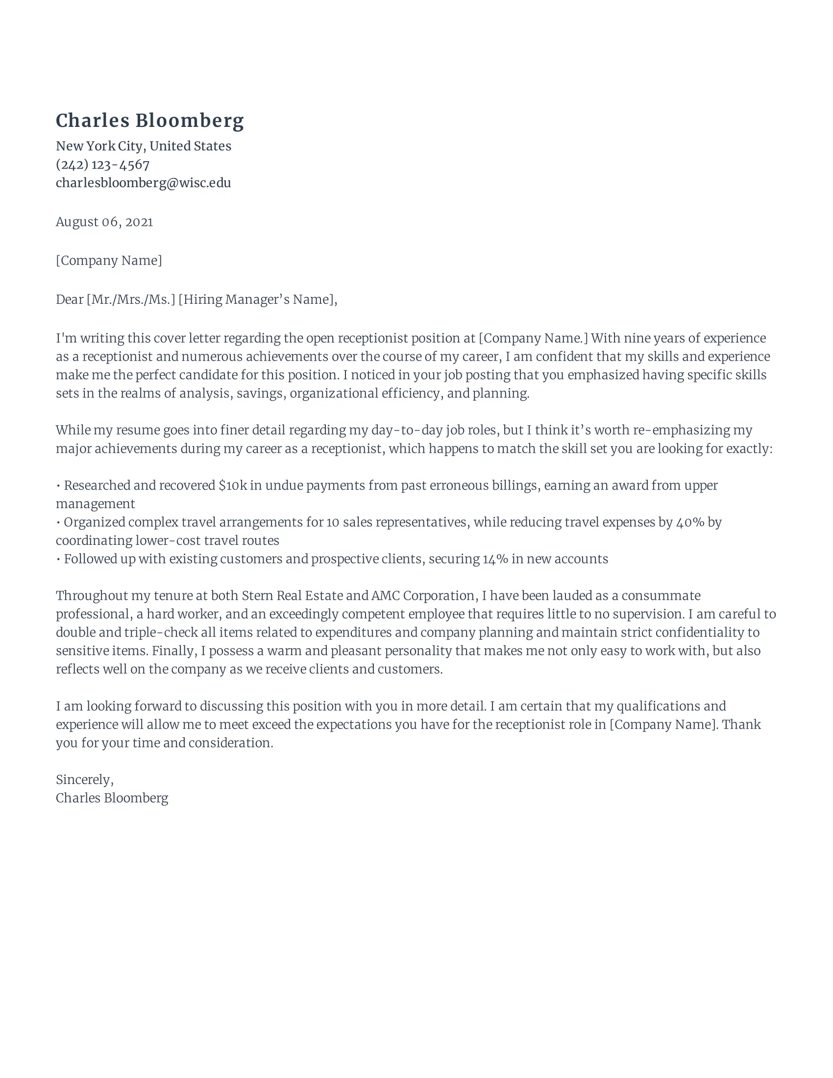 41270 receptionist cover letter mistakes