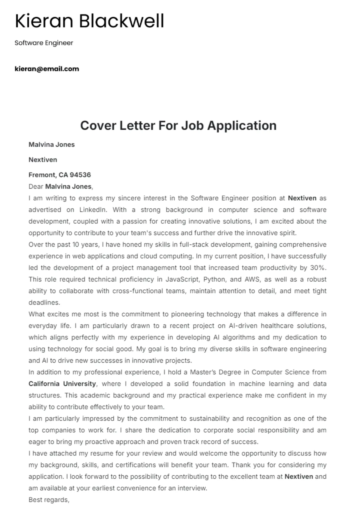 41277 cover letter elements