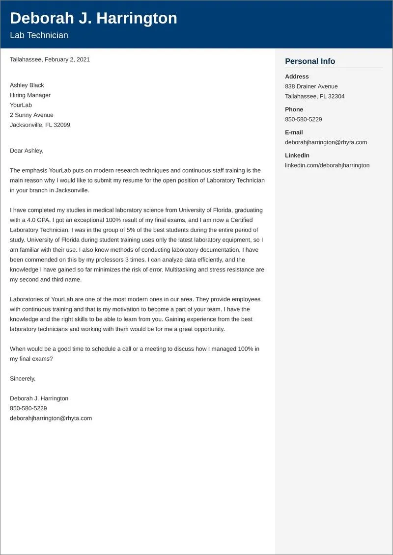 41295 formatting cover letter