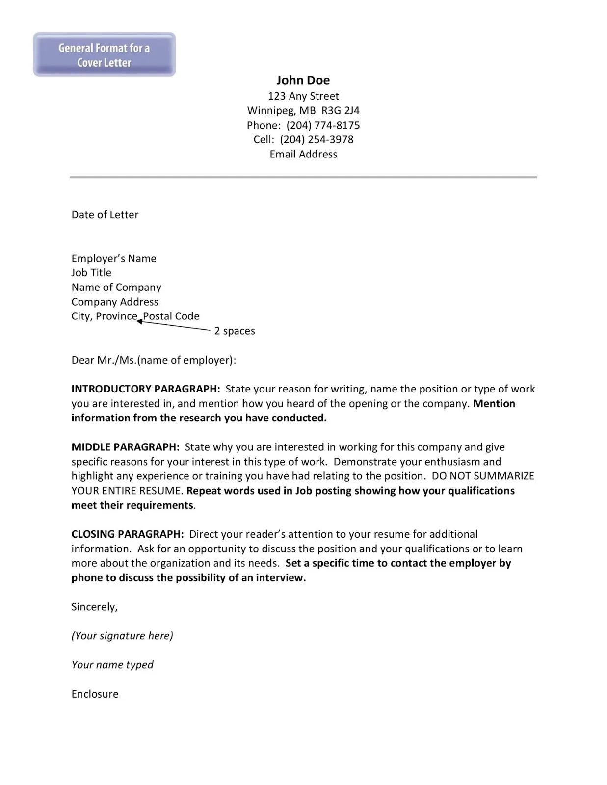 41305 formatting cover letter