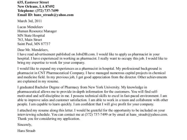 41308 pharmacy student cover letter example