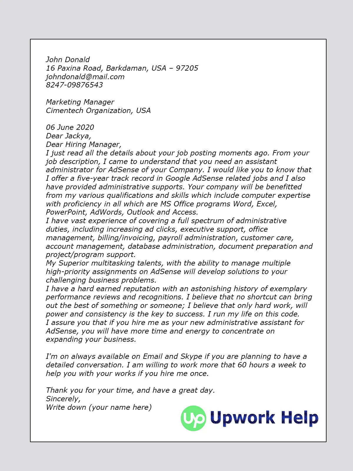 41331 professional cover letter